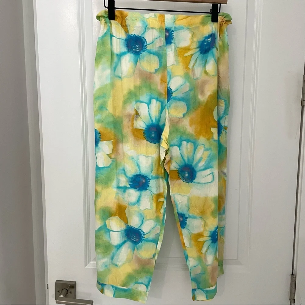 Jams World Vintage Barrel Leg Crop Pants Watercolor Floral.   L18 - Picture 5 of 6